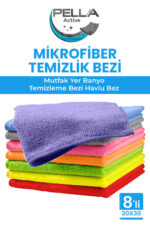Pella 8'li Çok Amaçlı Genel Temizlik Bezi, Mikrofiber Havlu Bez 30X30cm - Görsel 3