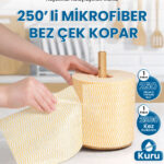 Pella 250 Adet Ekonomik-Pratik Çek-Kopar Rulo Mikrofiber Temizlik Bezi 17x18 cm