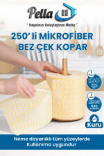 Pella 250 Adet Ekonomik-Pratik Çek-Kopar Rulo Mikrofiber Temizlik Bezi 17x18 cm