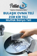 Pella 10’lu Hijyenik Bulaşık Ovma Teli- Çift Katlı Zor Kir ve Yağ Çözücü (20x20 cm) - Görsel 2