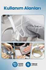 Pella 10’lu Hijyenik Bulaşık Ovma Teli- Çift Katlı Zor Kir ve Yağ Çözücü (20x20 cm) - Görsel 3