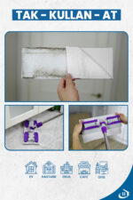 Pella Yüzey Temizlik Havlusu, Çok Amaçlı Temizlik Mendili, Mop Bezi, 50 Yaprak X 3 Adet, 22x36 Cm - Görsel 5