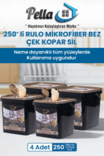 Pella 250 Adet Ekonomik-Pratik Çek-Kopar Rulo Mikrofiber Temizlik Bezi 17x18 cm - Görsel 8