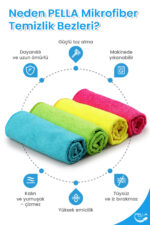 Pella 8'li Çok Amaçlı Genel Temizlik Bezi, Mikrofiber Havlu Bez 30X30cm - Görsel 7
