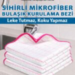 (3 adet) Bulaşık Kurulama Bezi (Mikrofiber) 40x40 cm